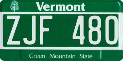 VT license plate ZJF480