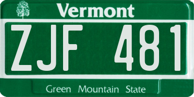 VT license plate ZJF481