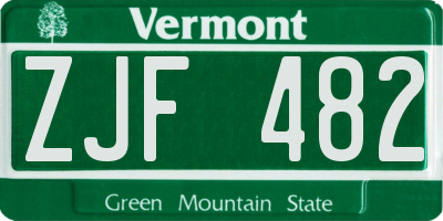 VT license plate ZJF482