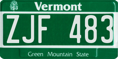 VT license plate ZJF483