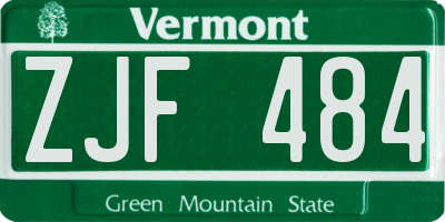 VT license plate ZJF484
