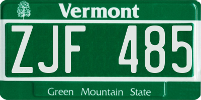 VT license plate ZJF485