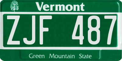 VT license plate ZJF487