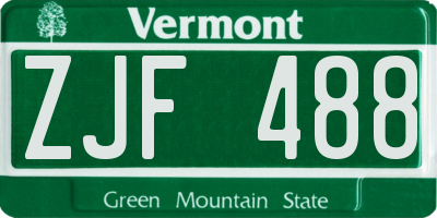VT license plate ZJF488
