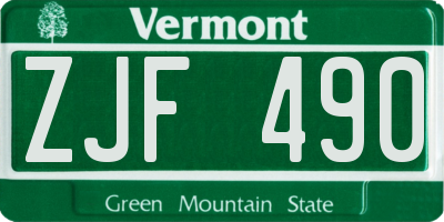 VT license plate ZJF490