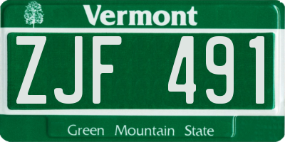 VT license plate ZJF491