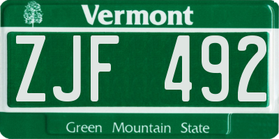 VT license plate ZJF492