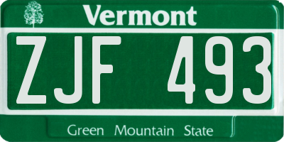 VT license plate ZJF493