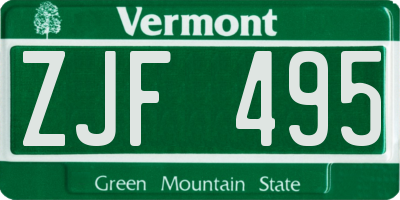 VT license plate ZJF495
