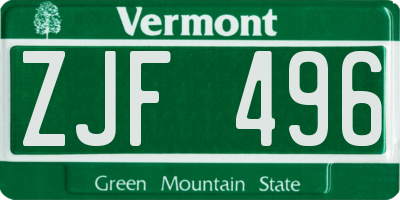 VT license plate ZJF496
