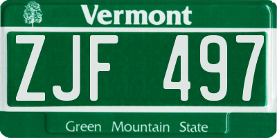 VT license plate ZJF497