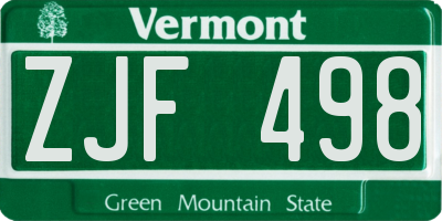 VT license plate ZJF498