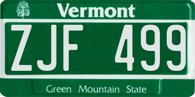 VT license plate ZJF499