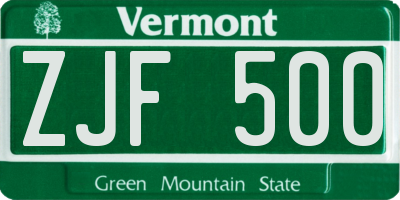 VT license plate ZJF500