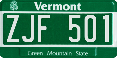 VT license plate ZJF501