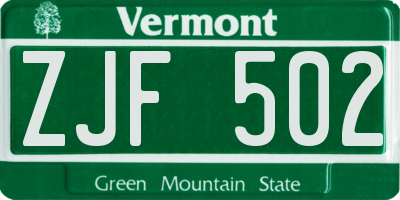 VT license plate ZJF502