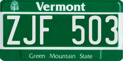 VT license plate ZJF503