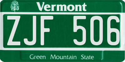 VT license plate ZJF506