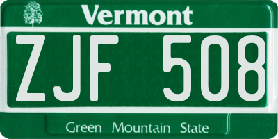 VT license plate ZJF508