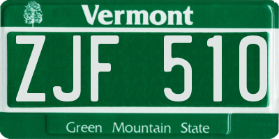 VT license plate ZJF510