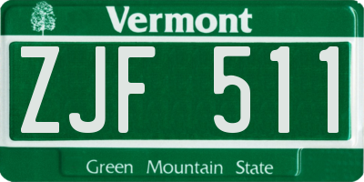 VT license plate ZJF511