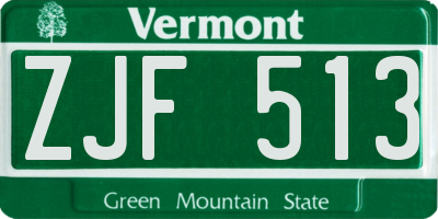 VT license plate ZJF513