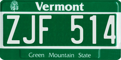 VT license plate ZJF514