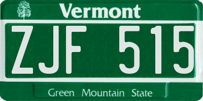 VT license plate ZJF515
