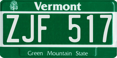 VT license plate ZJF517