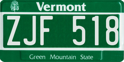 VT license plate ZJF518