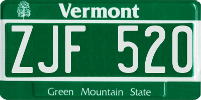 VT license plate ZJF520