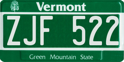 VT license plate ZJF522