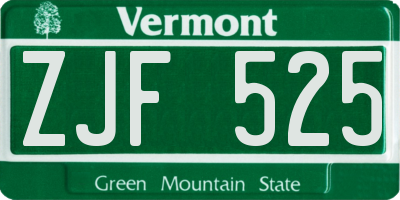 VT license plate ZJF525
