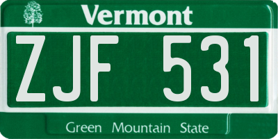 VT license plate ZJF531
