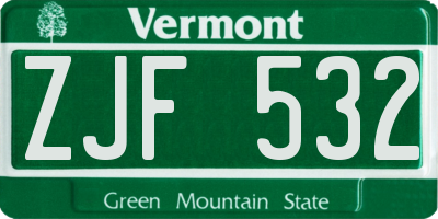 VT license plate ZJF532