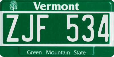 VT license plate ZJF534