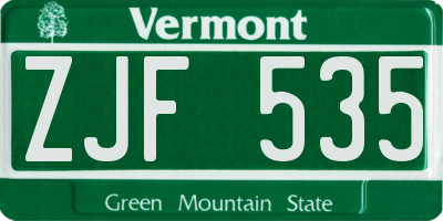 VT license plate ZJF535