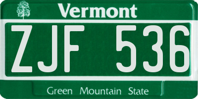 VT license plate ZJF536