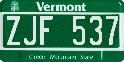 VT license plate ZJF537