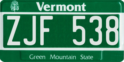 VT license plate ZJF538