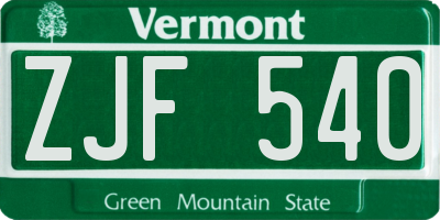 VT license plate ZJF540
