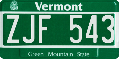 VT license plate ZJF543