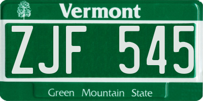 VT license plate ZJF545