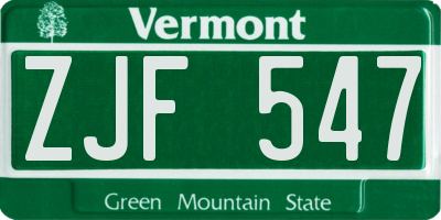 VT license plate ZJF547