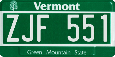 VT license plate ZJF551