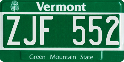 VT license plate ZJF552