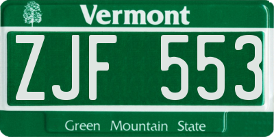 VT license plate ZJF553
