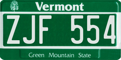 VT license plate ZJF554