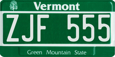 VT license plate ZJF555