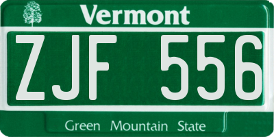 VT license plate ZJF556
